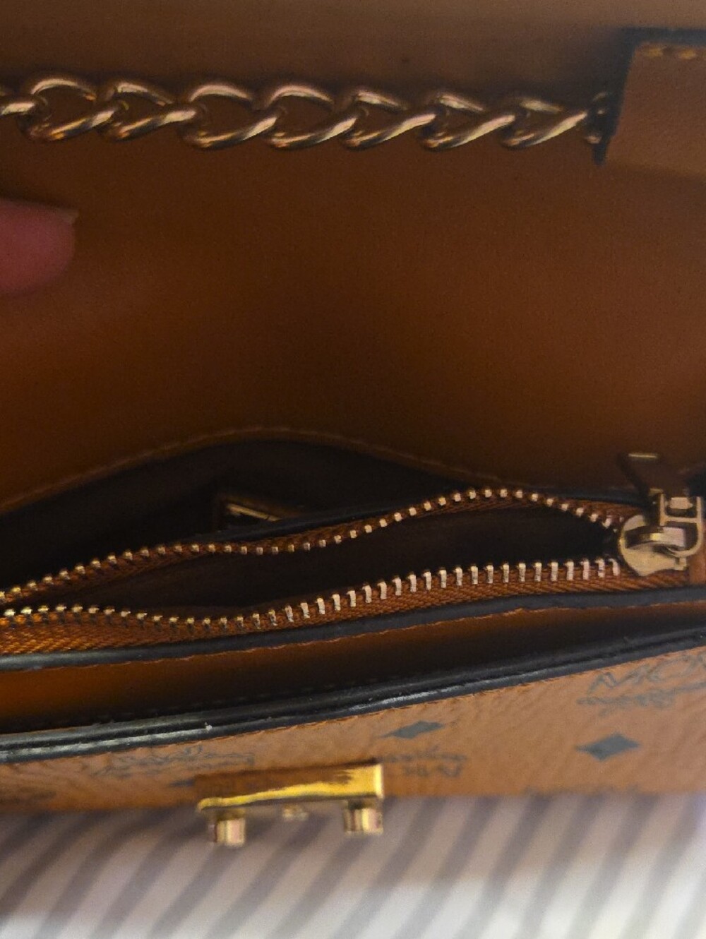 MCM Cognac Visetos Small Chain Crossbody - Picture 3 of 6
